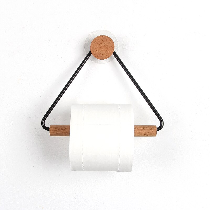 Modern Toilet Roll Holder with Wooden Accents