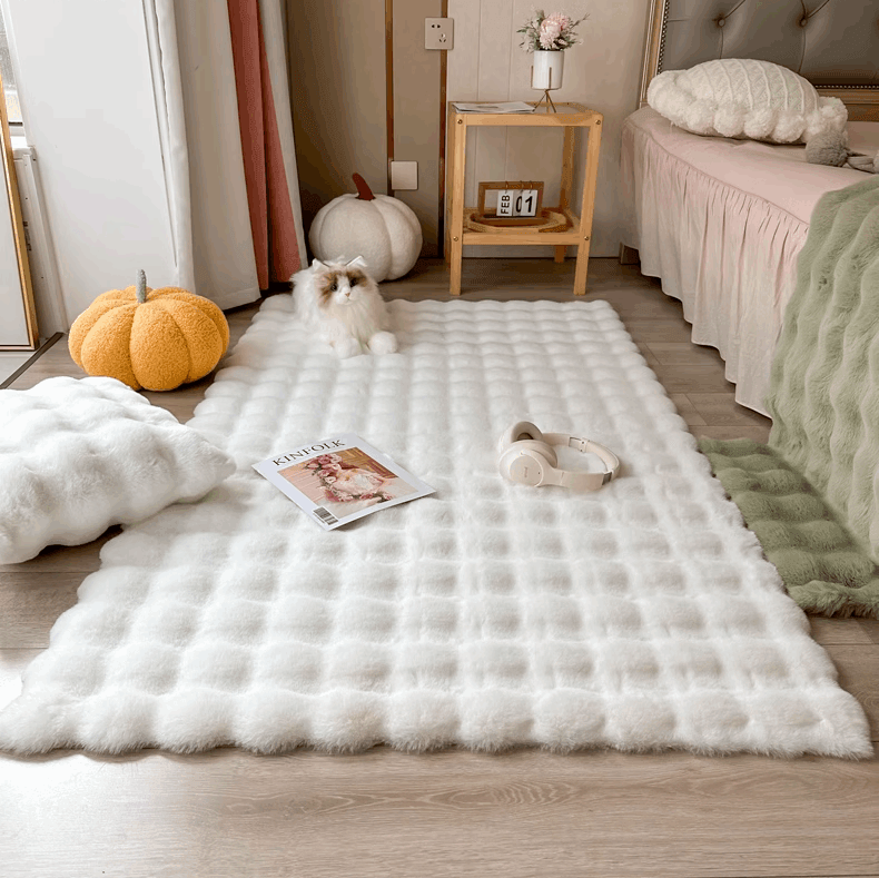 Velvoria Plush Fashion Bubble Flower Rug