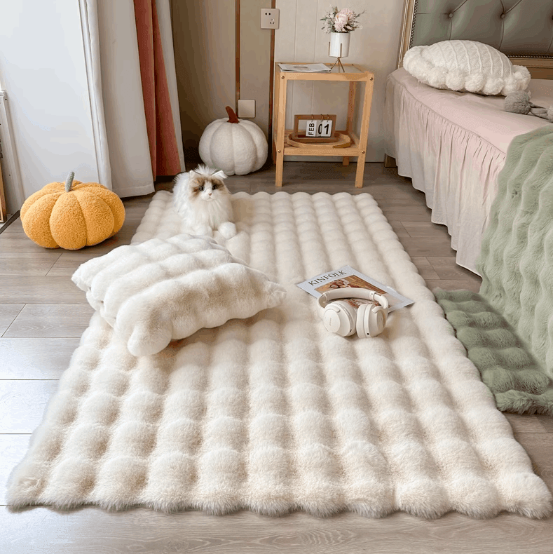 Velvoria Plush Fashion Bubble Flower Rug