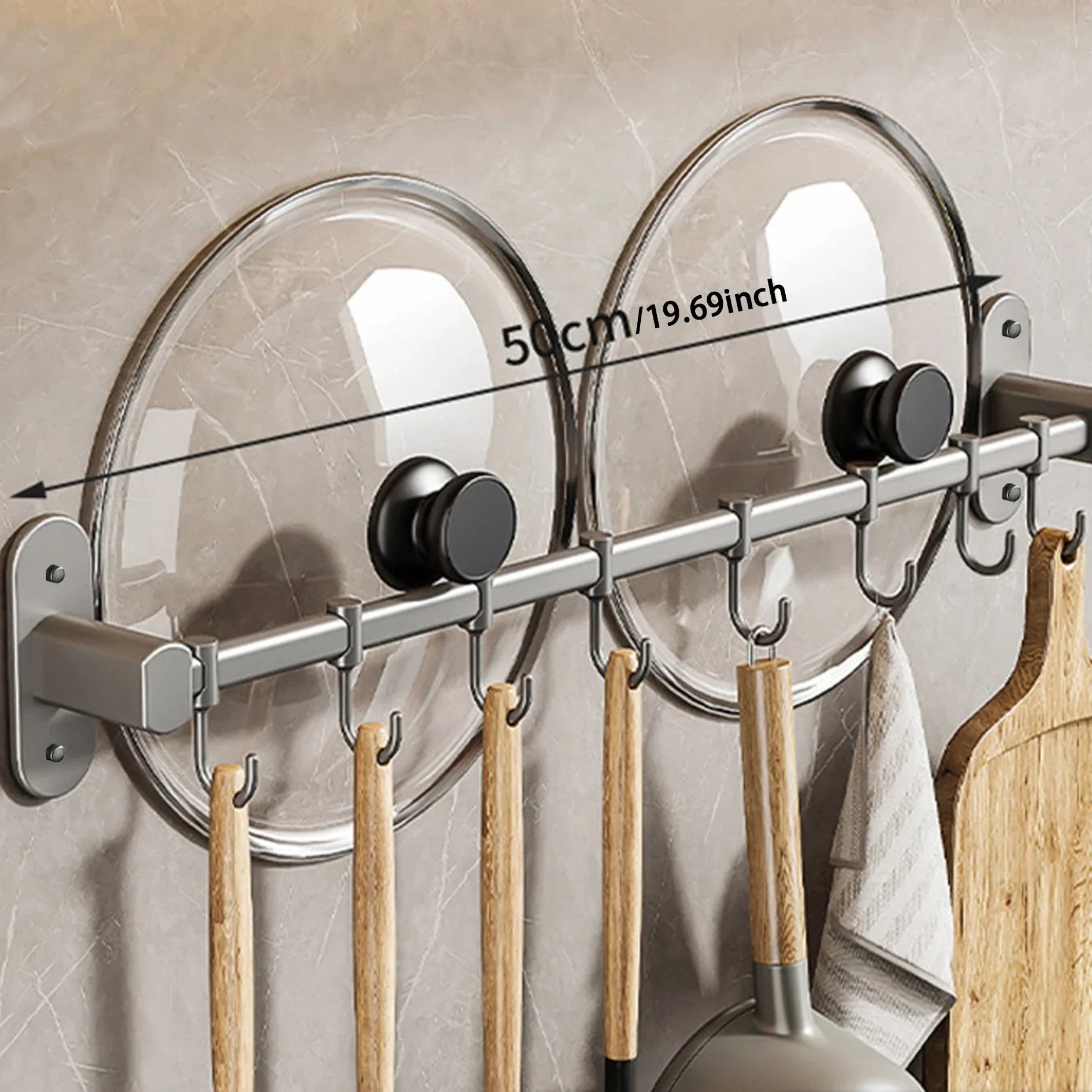 Kitchen Utensil Storage Rack - Multi-Way - Wall-Mounted - Pan Lid and Spatula Storage Rack