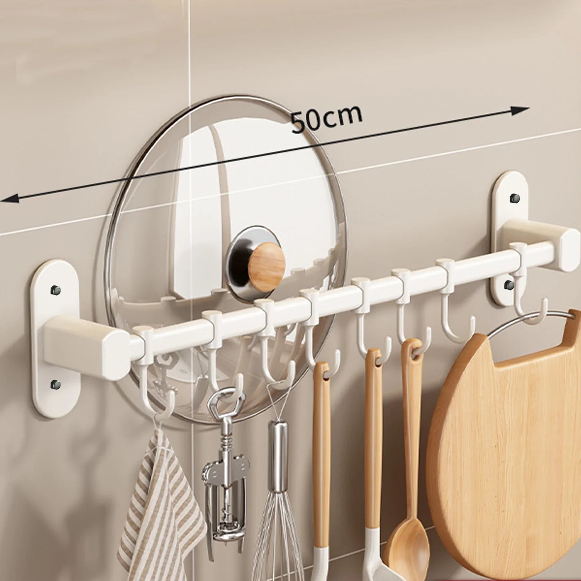 Kitchen Utensil Storage Rack - Multi-Way - Wall-Mounted - Pan Lid and Spatula Storage Rack