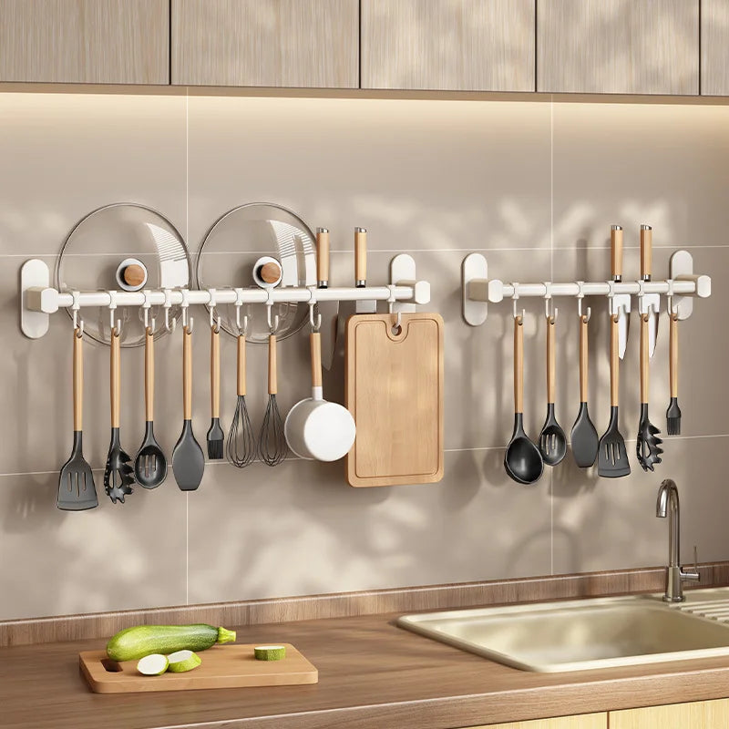 Kitchen Utensil Storage Rack - Multi-Way - Wall-Mounted - Pan Lid and Spatula Storage Rack