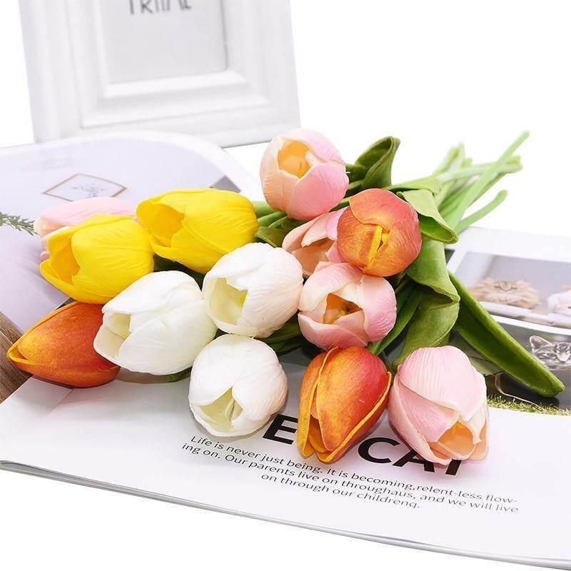 FloraHome – Set of 10 Colourful Artificial Tulips