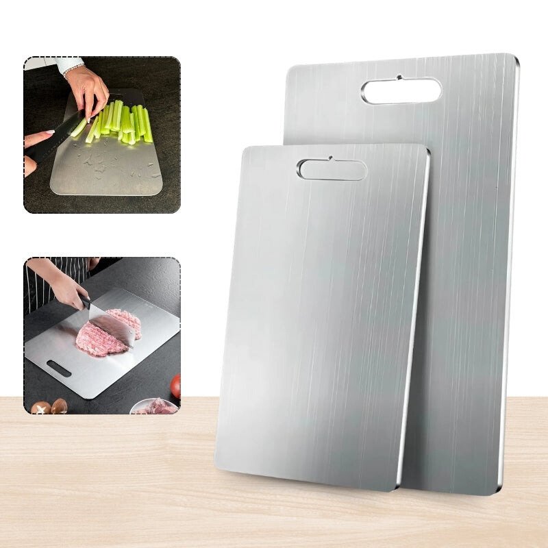 Antibacterial Stainless Steel Cutting Board - Durable and Practical - With Handle