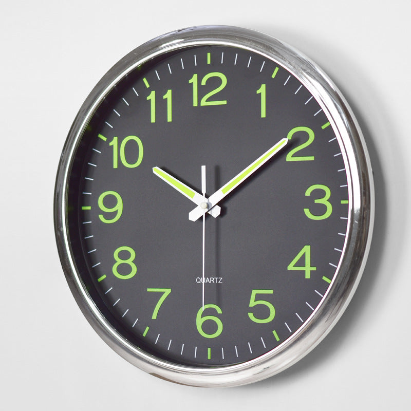 NightGlow - Glow-in-the-Dark Wall Clock, Silent Operation and 30 cm Large