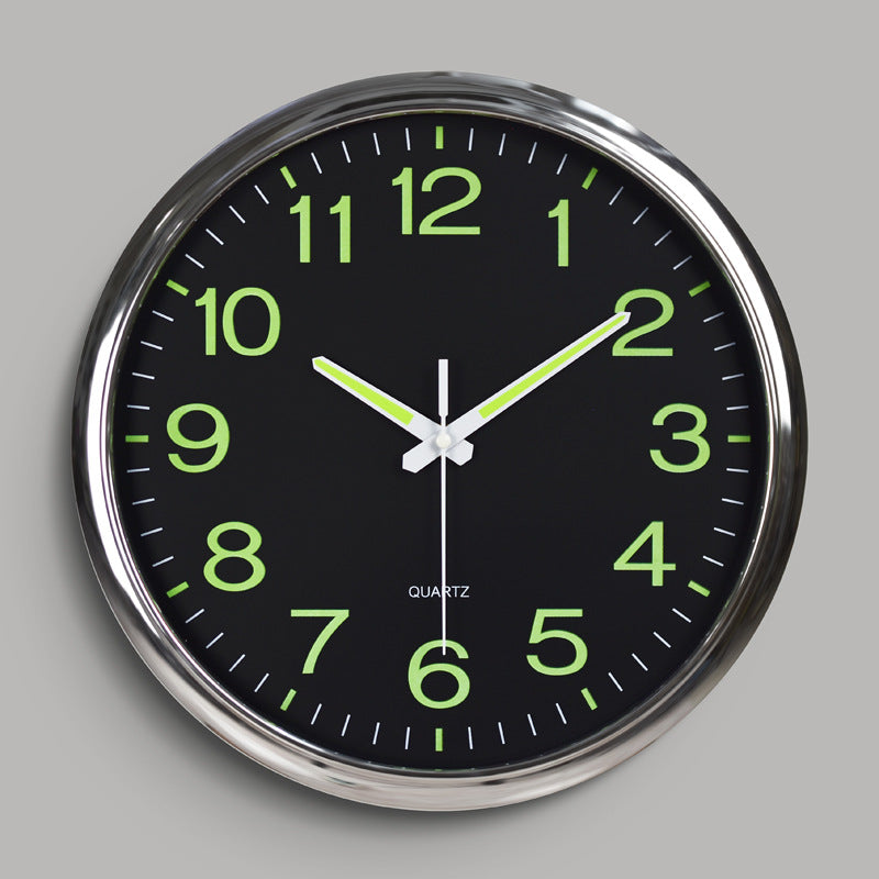 NightGlow - Glow-in-the-Dark Wall Clock, Silent Operation and 30 cm Large