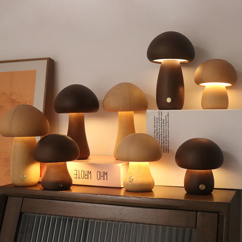 LumaForest - Rechargeable Wooden Mushroom Table Lamp