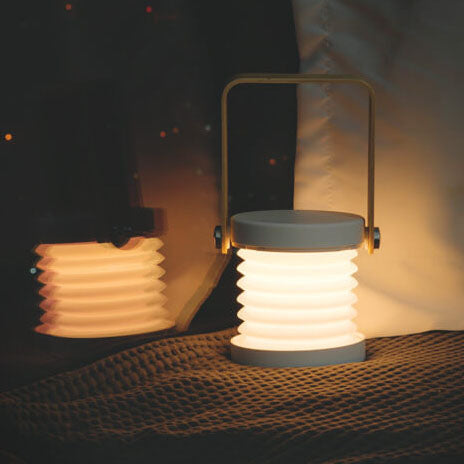 Portable LED Table Lamp - Modern Foldable Night Light with Adjustable Brightness, White or Grey