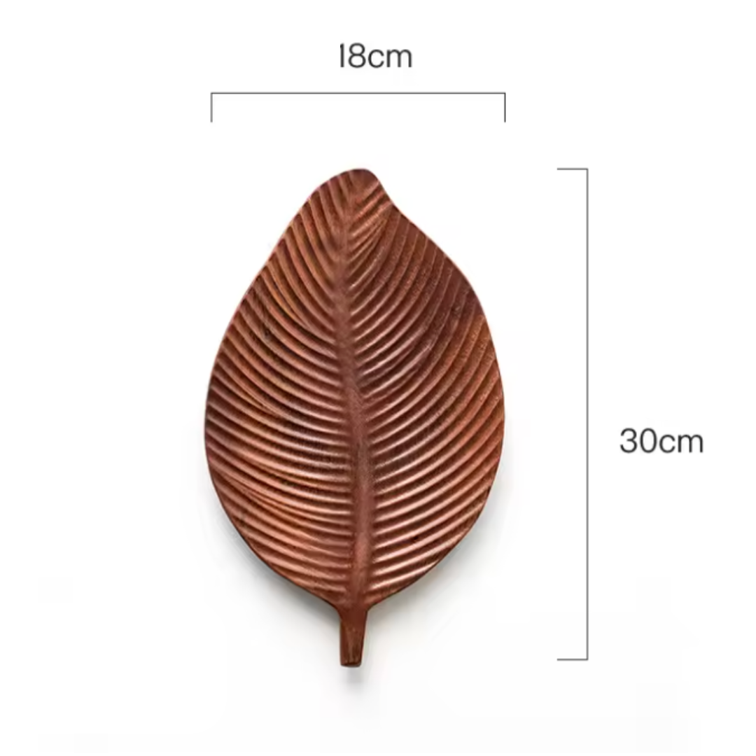 LeafLuxe - Walnut Wood Leaf Plate for Stylish Serving