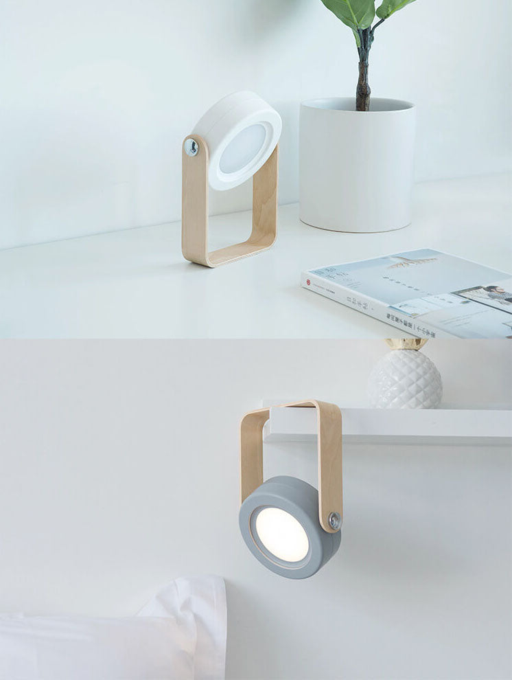 Portable LED Table Lamp - Modern Foldable Night Light with Adjustable Brightness, White or Grey