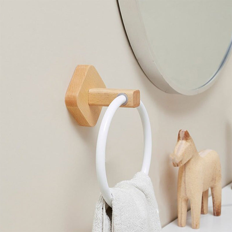 Norwegian Towel Ring - Wall Mount, Wood and Aluminium, Waterproof, Rust Resistant