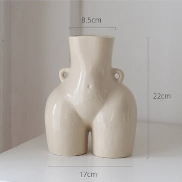 Flower Vase with Female Sculpture – Handmade from Ceramic