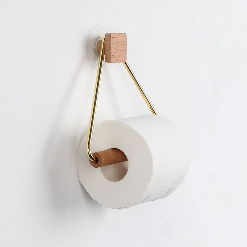 Modern Toilet Roll Holder with Wooden Accents