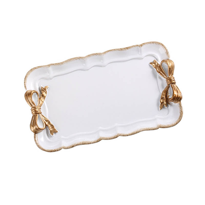 Nordic Serving Tray Made of Sustainable Resin with Bow Details – Ideal for Snacks, Desserts, and Decoration