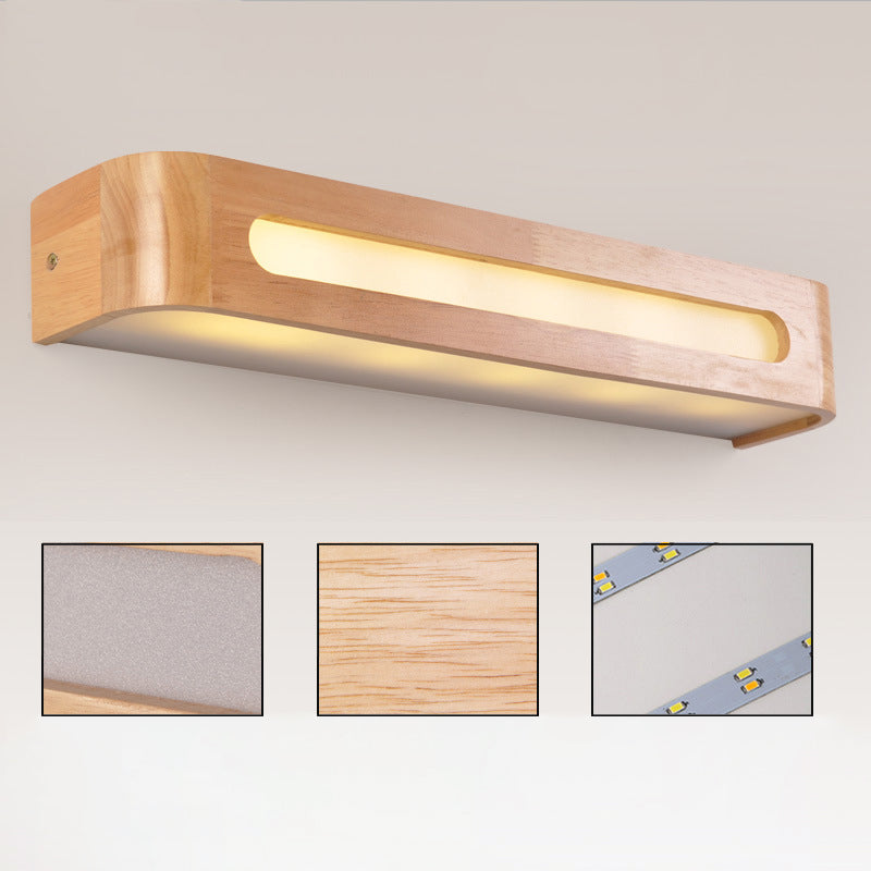 Basin Lamp Nordic Wood Minimalist Design Rectangular Lighting