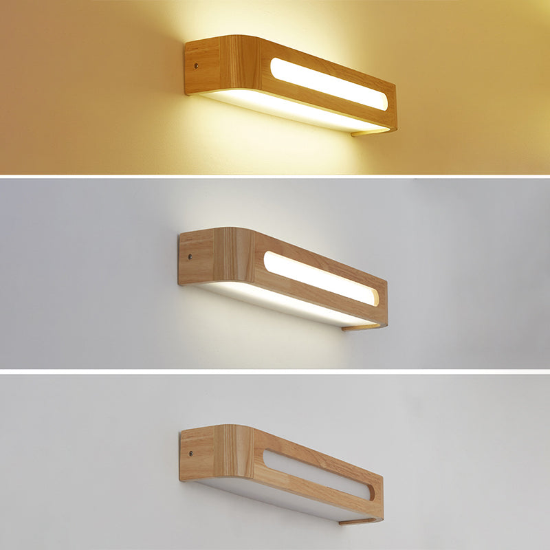 Basin Lamp Nordic Wood Minimalist Design Rectangular Lighting