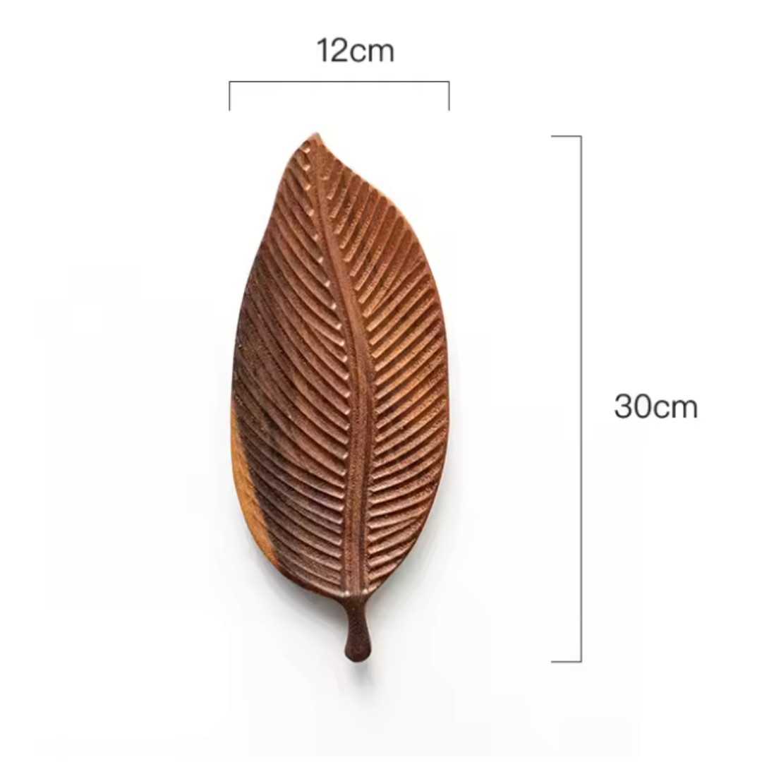 LeafLuxe - Walnut Wood Leaf Plate for Stylish Serving