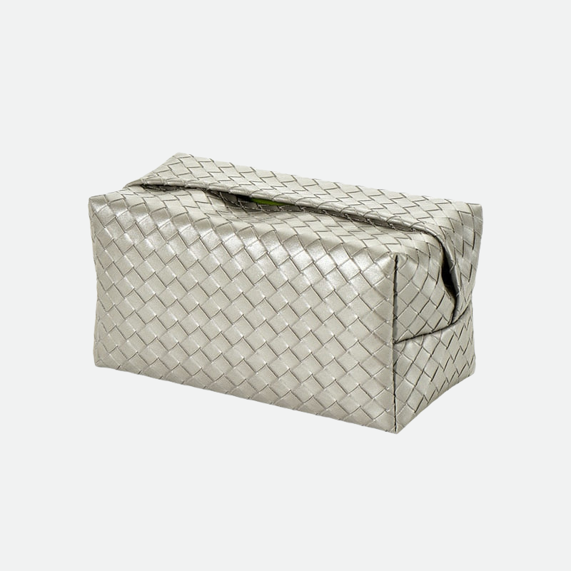 Woven Leather Tissue Holder - Modern and Decorative Table Accessory