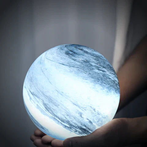 Moon Lamp - Creative Night Light with Beech Wood Base and Glass Shade - Soothing Lighting