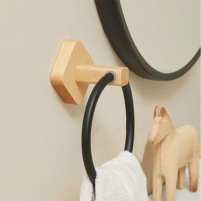 Norwegian Towel Ring - Wall Mount, Wood and Aluminium, Waterproof, Rust Resistant