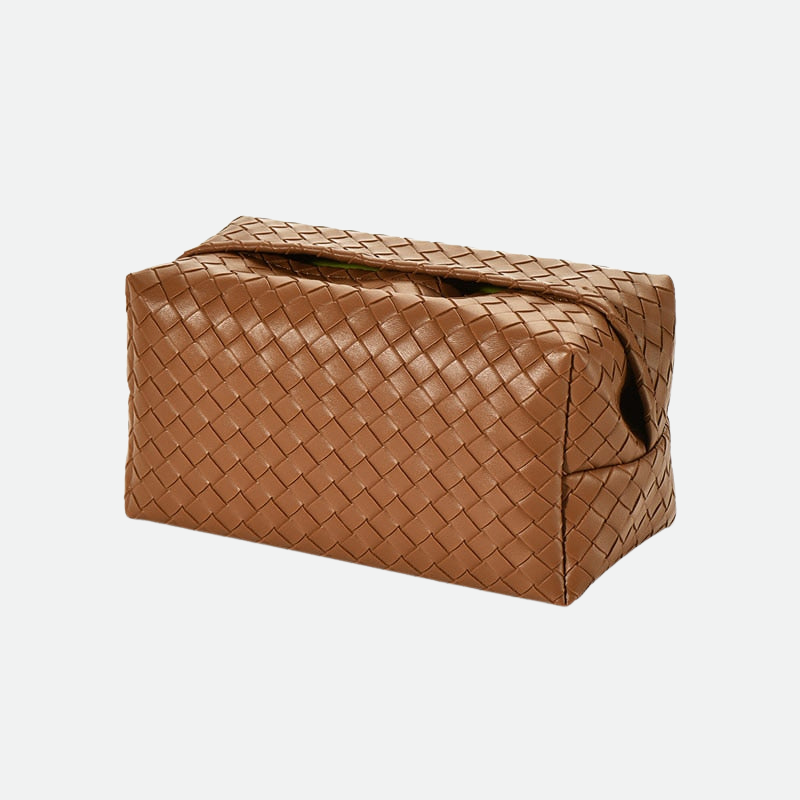 Woven Leather Tissue Holder - Modern and Decorative Table Accessory