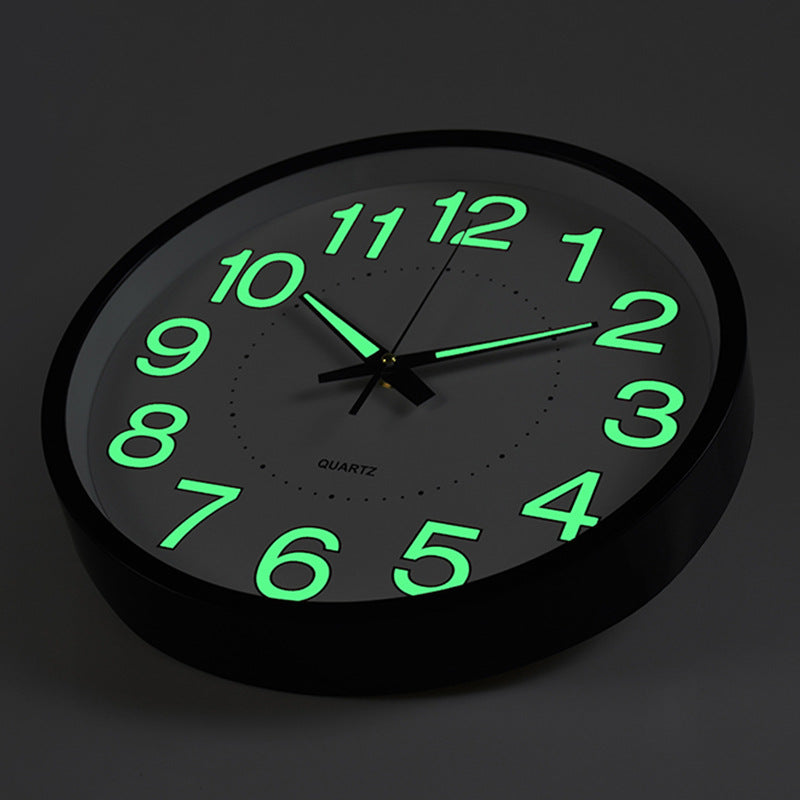 NightGlow - Glow-in-the-Dark Wall Clock, Silent Operation and 30 cm Large