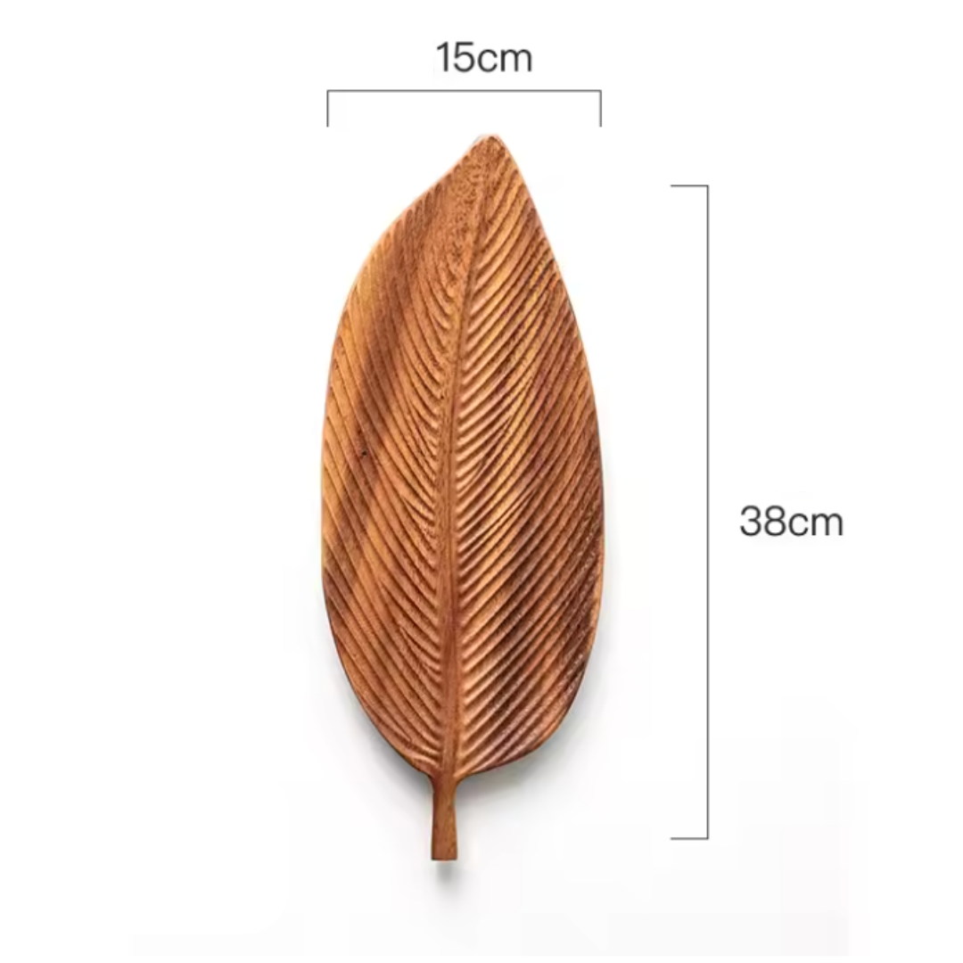 LeafLuxe - Walnut Wood Leaf Plate for Stylish Serving