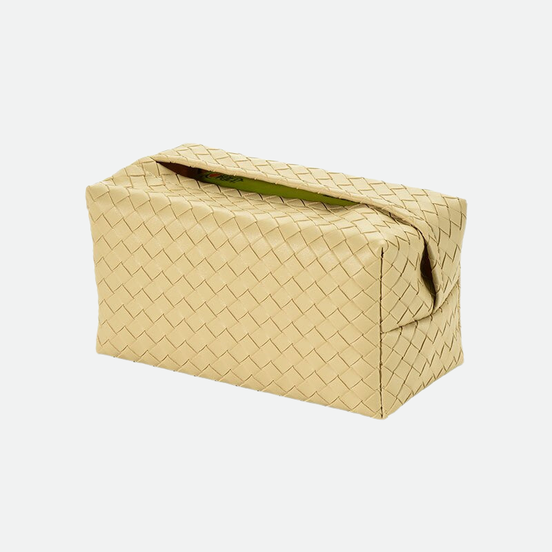 Woven Leather Tissue Holder - Modern and Decorative Table Accessory