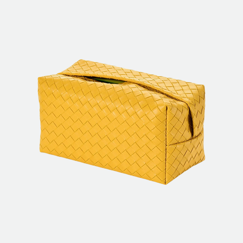 Woven Leather Tissue Holder - Modern and Decorative Table Accessory