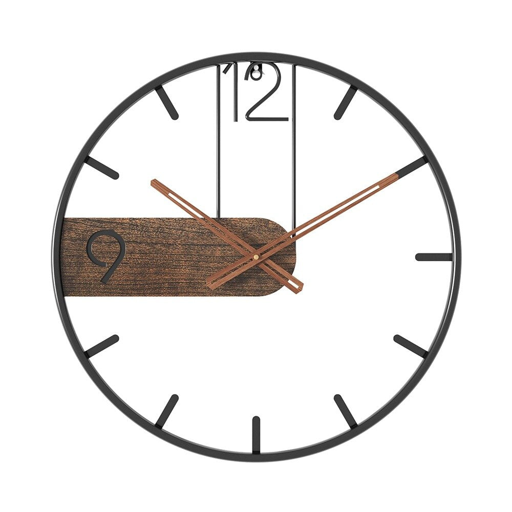 MetalWoodFusion - Wall Clock in Steel-Walnut Style