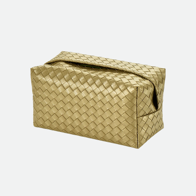 Woven Leather Tissue Holder - Modern and Decorative Table Accessory