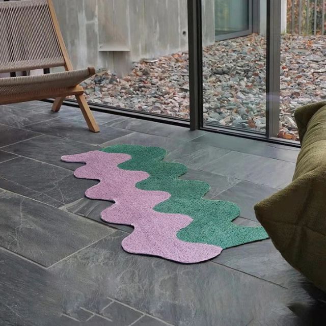 VerdeAura - Abstract Colour Blocks Cotton-Polyester Rug