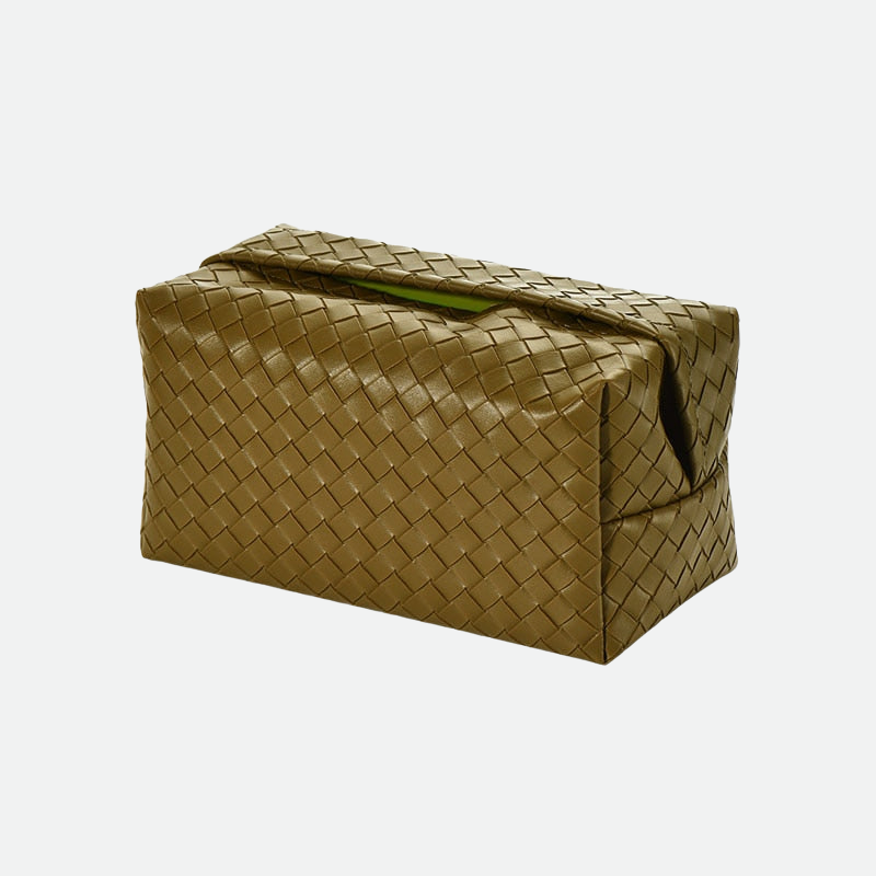 Woven Leather Tissue Holder - Modern and Decorative Table Accessory