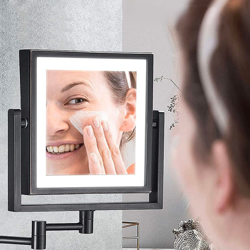 LumiSquare - LED Illuminated Makeup Mirror in Black