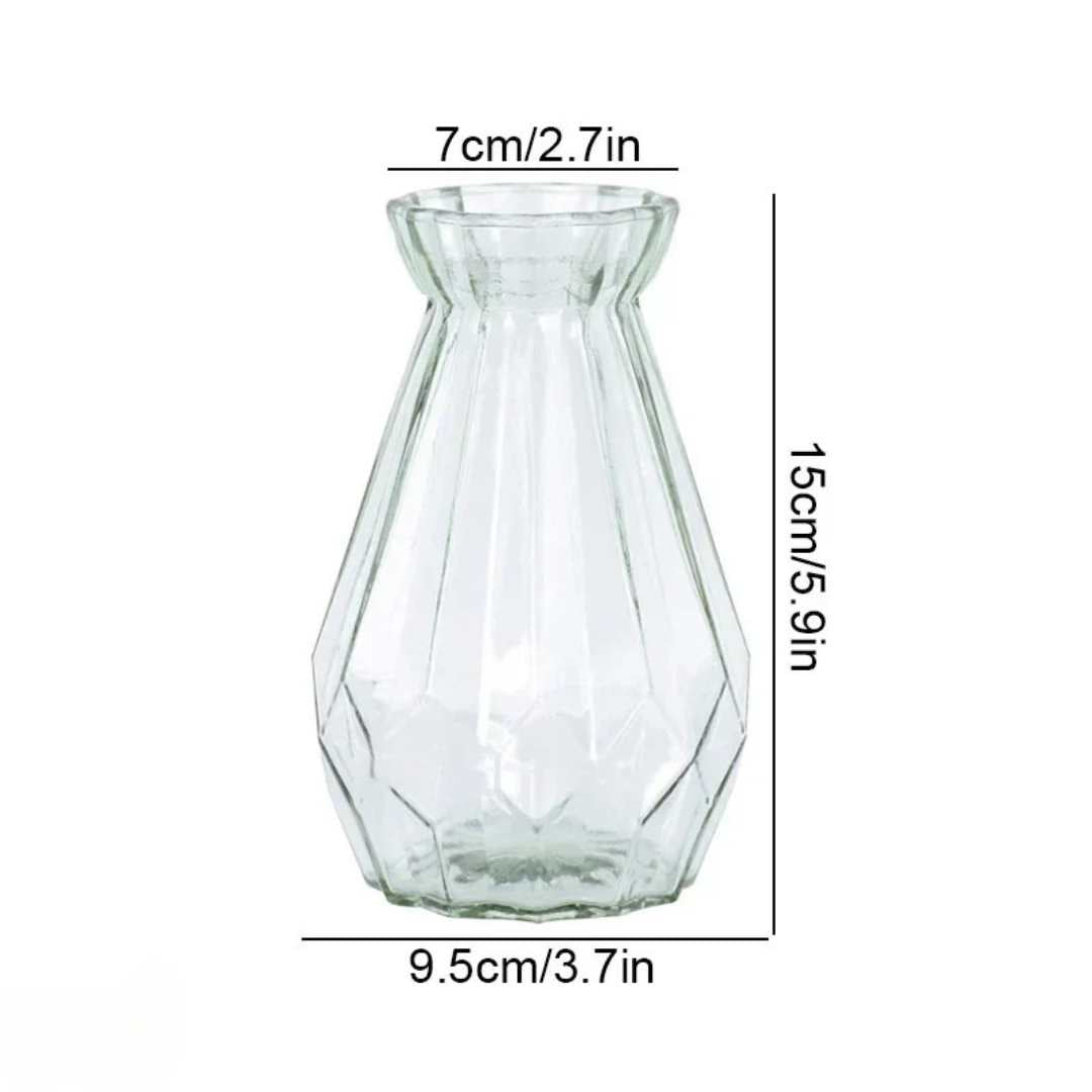 CelestiBloom Small Transparent Glass Flower Vase - Minimalist Design for Flower Arrangements