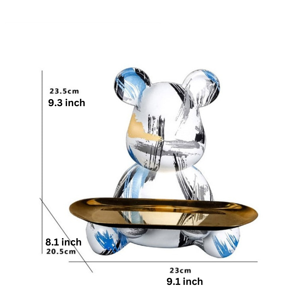 Table Tray Bear Sculpture - Artistic and Functional Design