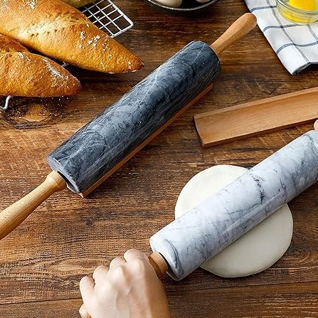 Marble Rolling Pin – Smooth Surface and Sturdy Wooden Handles