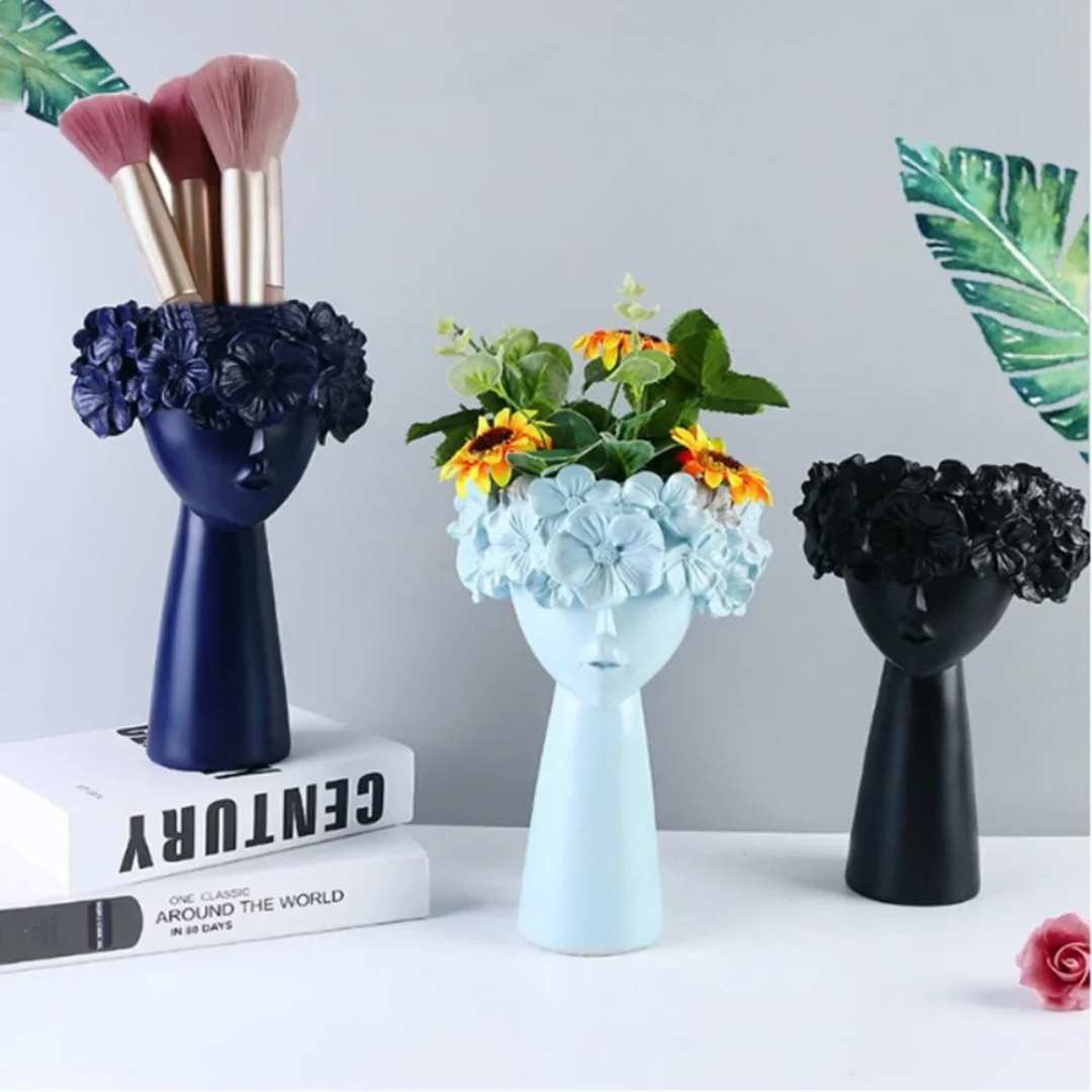 Multifunctional Resin Vase and Storage - Decorative Storage Solution of 28x18x8 cm