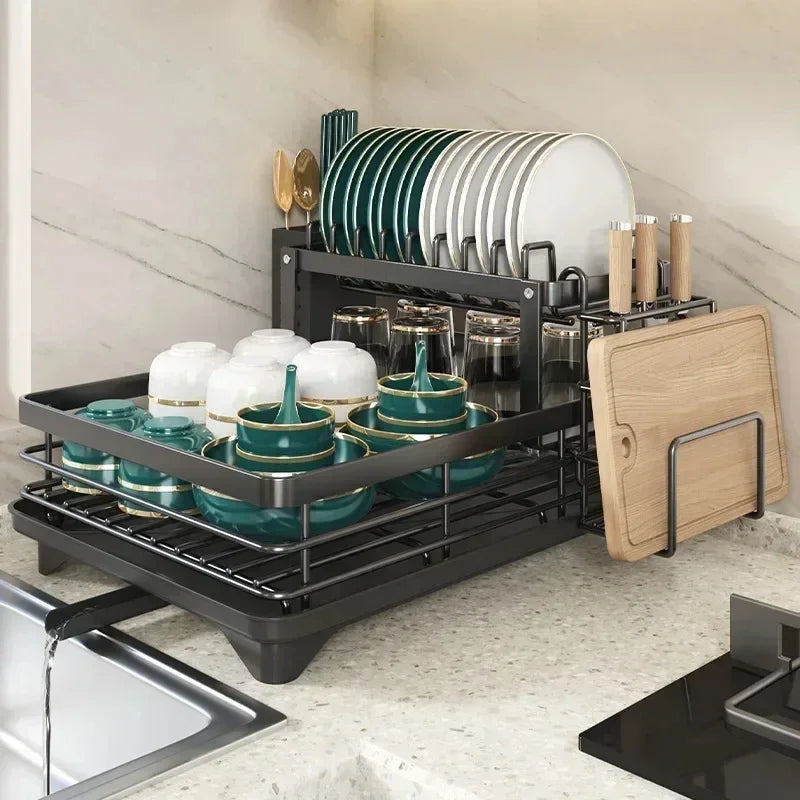 Draining Rack - Adjustable and Spacious - Perfect for Plates and Cutlery