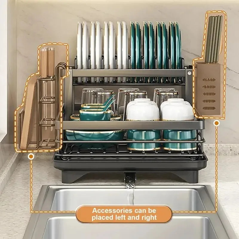 Draining Rack - Adjustable and Spacious - Perfect for Plates and Cutlery