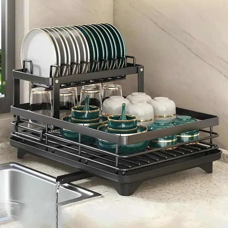 Draining Rack - Adjustable and Spacious - Perfect for Plates and Cutlery