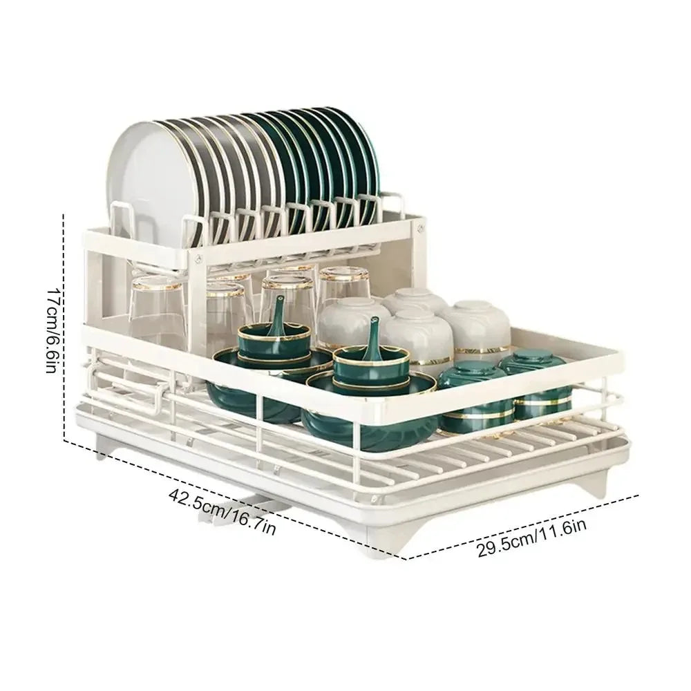 Draining Rack - Adjustable and Spacious - Perfect for Plates and Cutlery