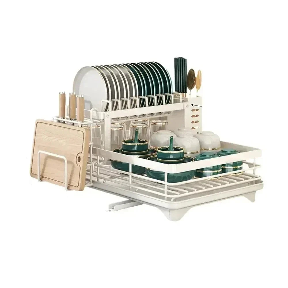 Draining Rack - Adjustable and Spacious - Perfect for Plates and Cutlery