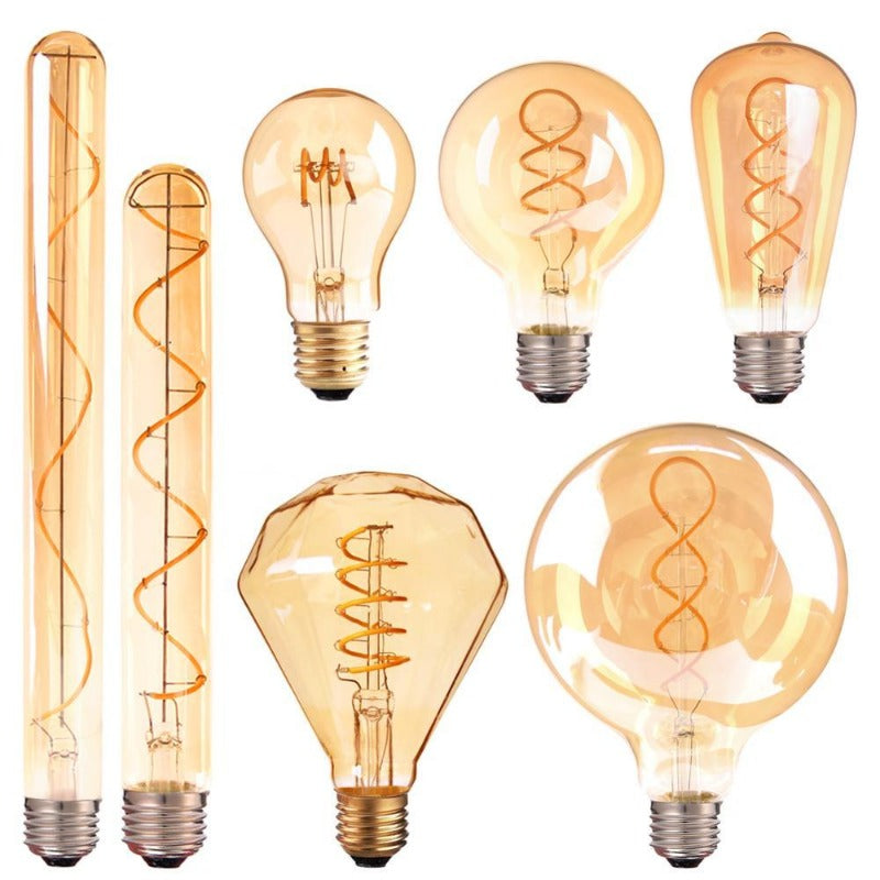 Amber Coloured LED Lamp E27 - Round Design Lamp for Warm Light