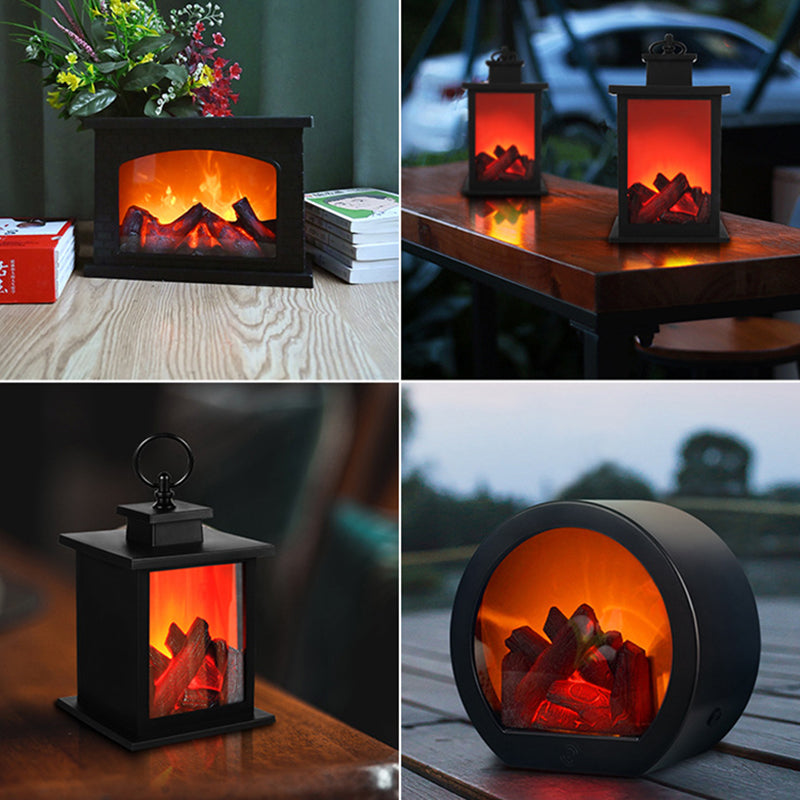 Retro LED Table Lamp with Realistic Flame Design - Battery-Powered, Ideal for Living Rooms