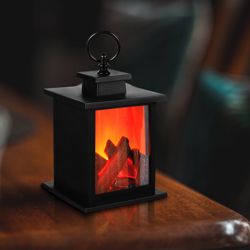 Retro LED Table Lamp with Realistic Flame Design - Battery-Powered, Ideal for Living Rooms