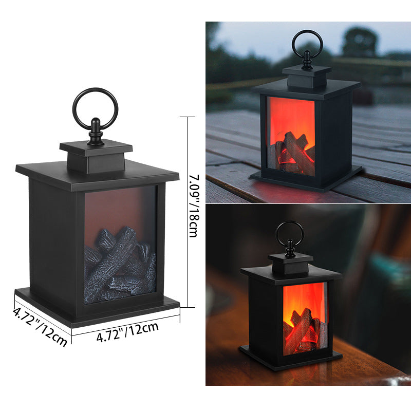 Retro LED Table Lamp with Realistic Flame Design - Battery-Powered, Ideal for Living Rooms