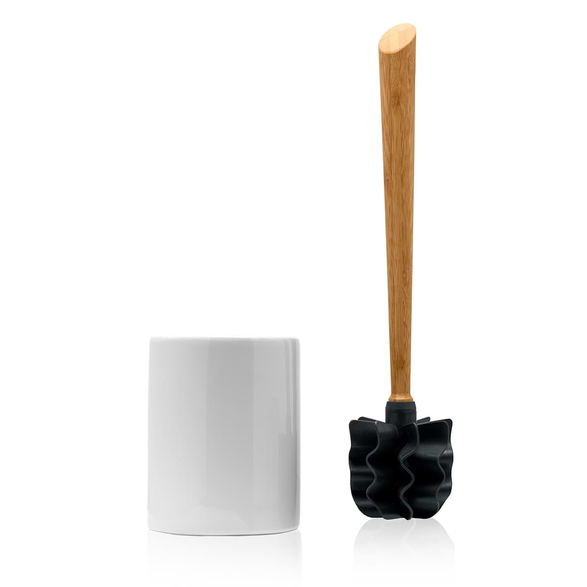 Toilet Brush Set - Elegant White Ceramic Brush with Antibacterial Features