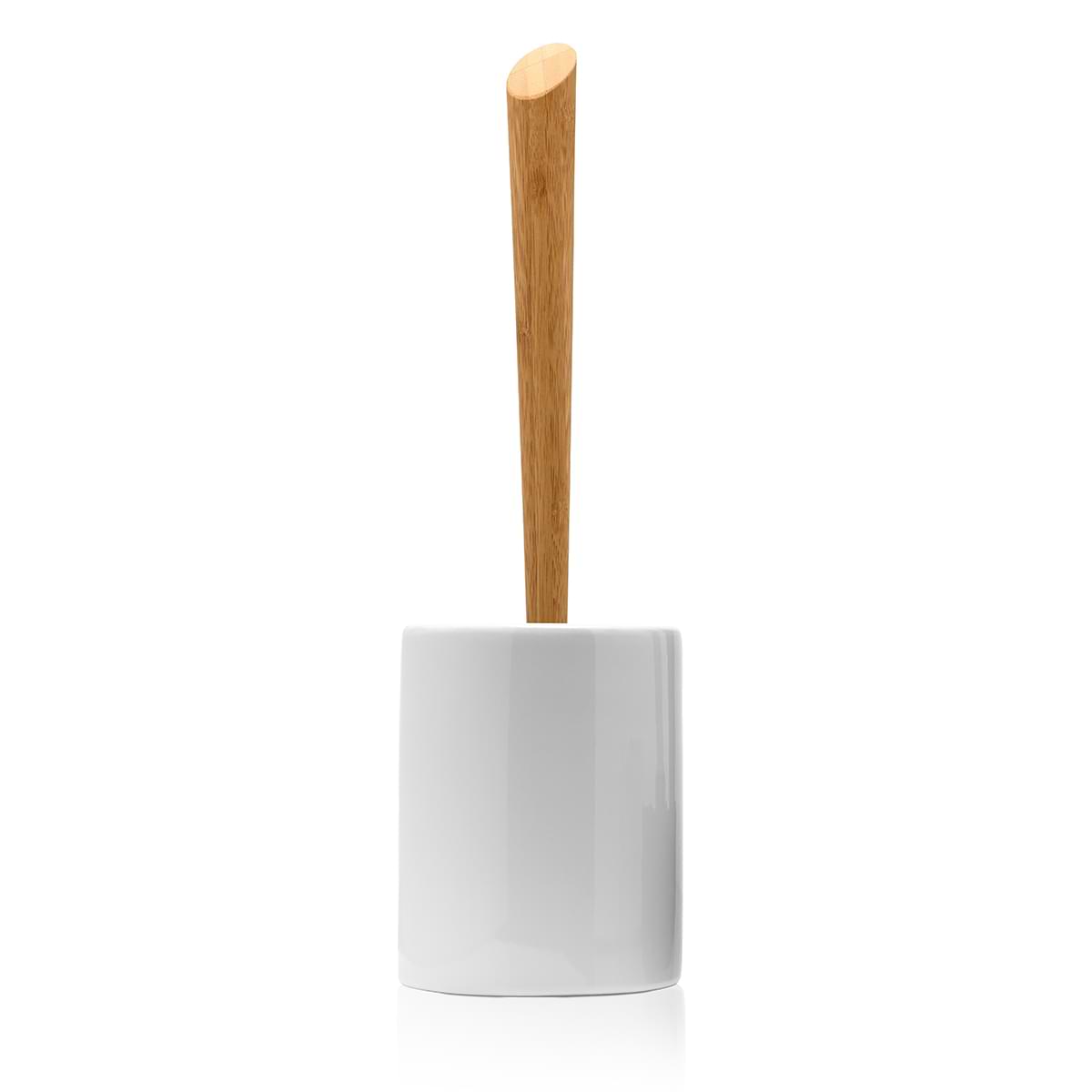 Toilet Brush Set - Elegant White Ceramic Brush with Antibacterial Features