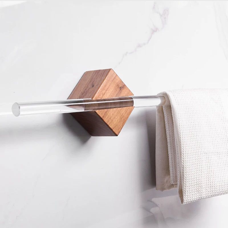 Towel Holder - Minimalist Design - Brass and Acrylic Mounting